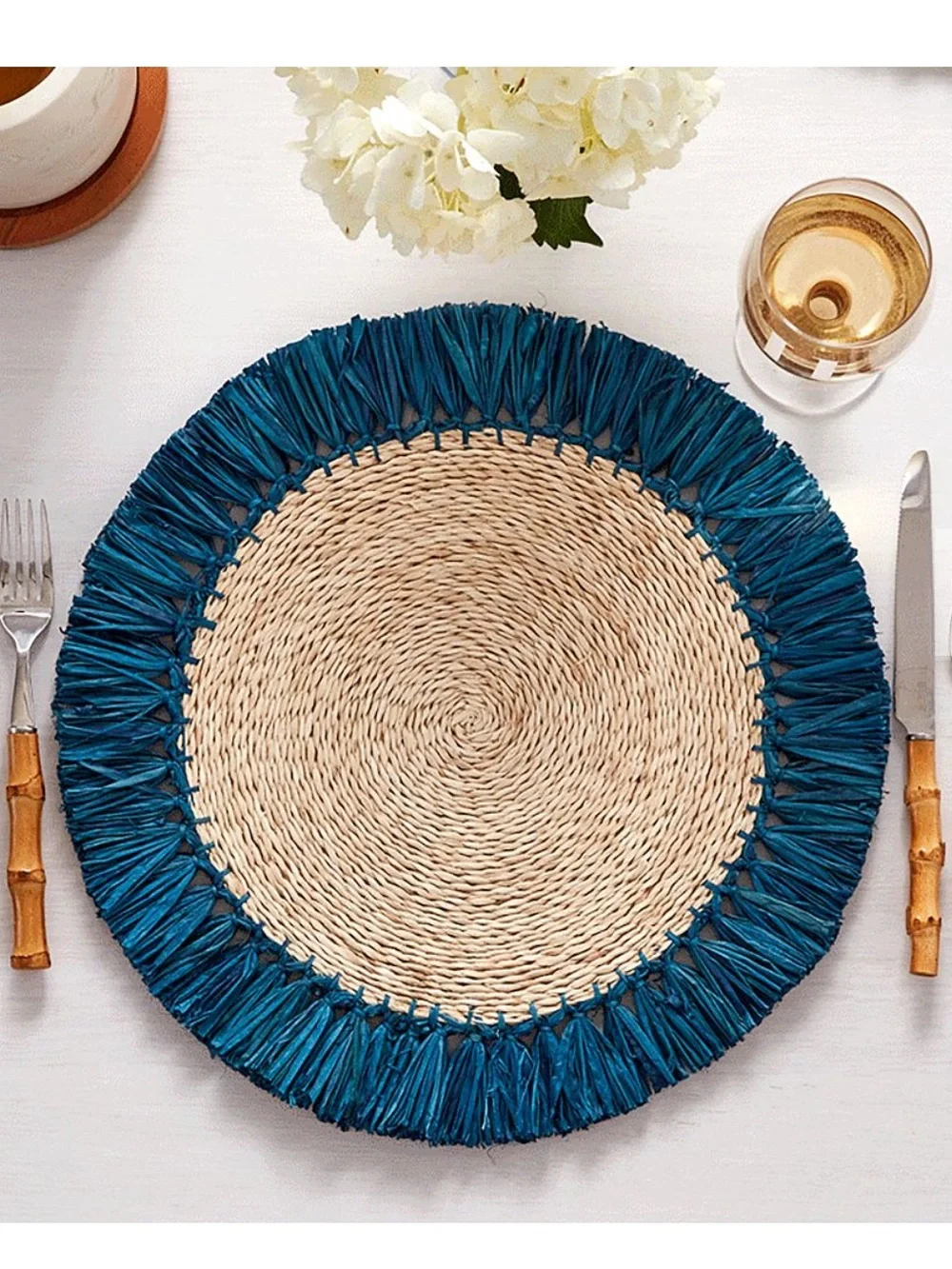 Marc& Graham raffia fringe chargers
